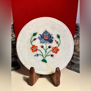 ✅New Marble Inlay 6” diameter Art piece Handmade in India